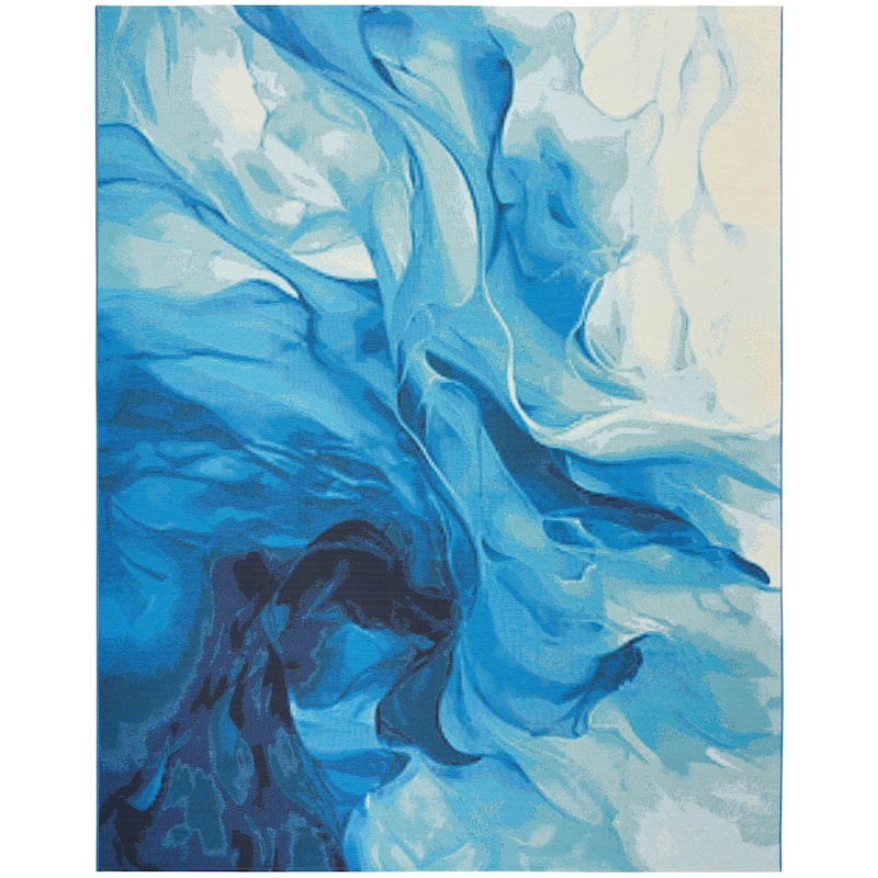 Nourison Color Splash Indoor/Outdoor Blue Abstract Area Rug