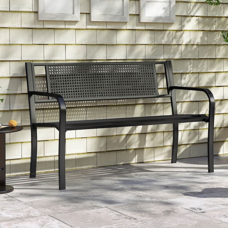 Costway 50" Garden Bench with Patterned Backrest and Curved Armrests - See Details