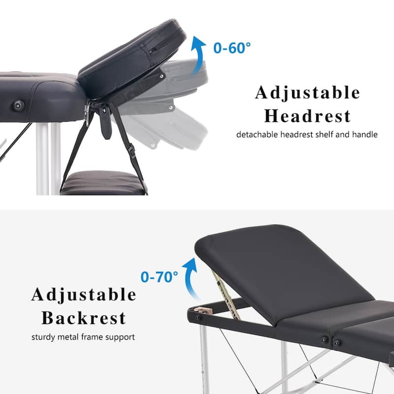 3 Folding Portable Massage Table Professional Aluminum Alloy