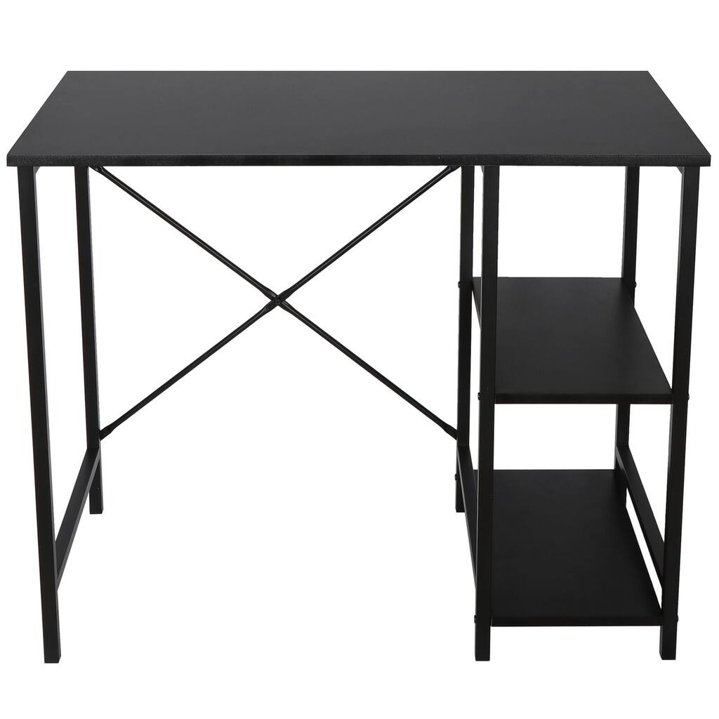 36" Modern Black Computer Desk with Drawer and Shelf