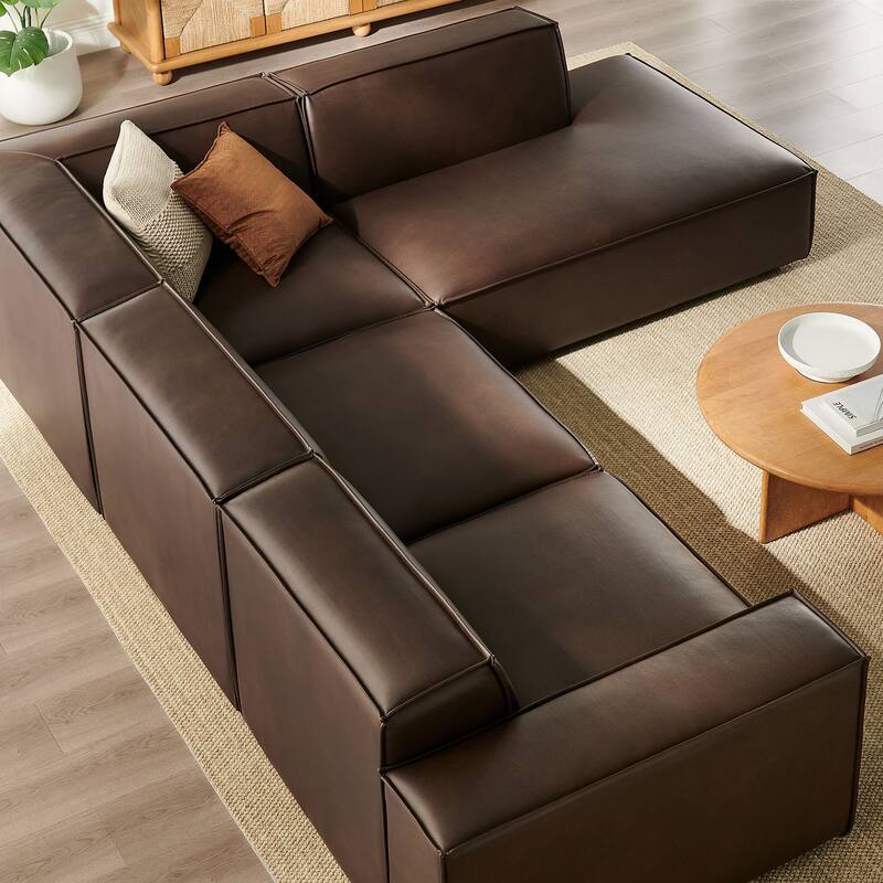Restore 4-Piece Vegan Leather Modular L-Shaped Sofa