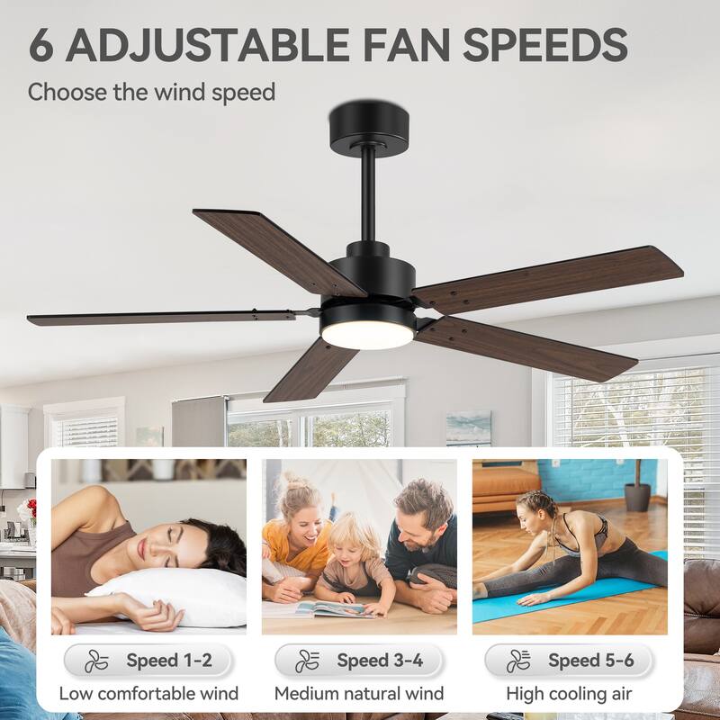 42/48/52/56/62-IN LED Ceiling Fan with Light Kit and Remote(5/7-Blade)