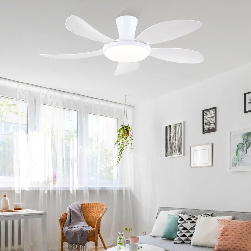 48 Inch Flush Mount DC Ceiling Fan with Lights, 5 Reversible Blades,3 CCT LED with Remote and APP Control - 48 Inches