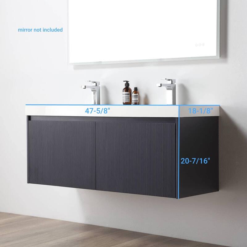 Blossom Positano 48" Floating Double Sink Vanity with Acrylic Top