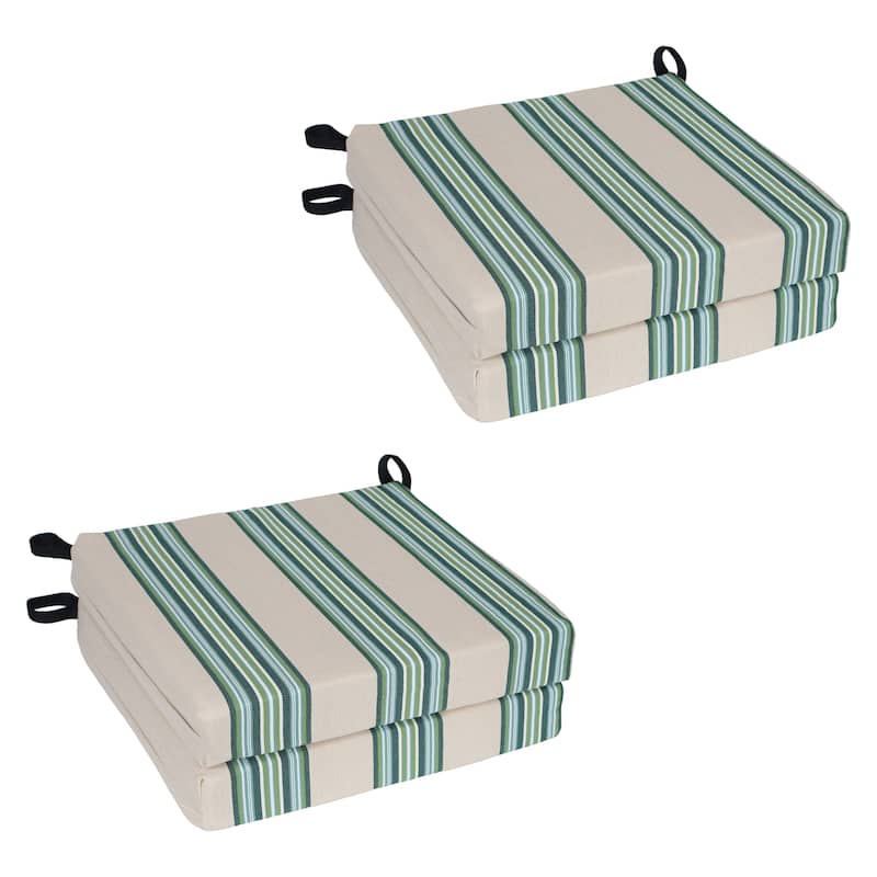 20-inch by 19-inch Woven Olefin Outdoor Chair Cushion (Set of 1, 2, or 4) - Set of 4 - Copley Lagoon