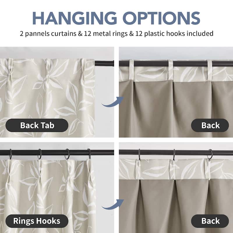 Deconovo Recycled Pinch Pleat Blackout Curtains for Bedroom 2 Panels