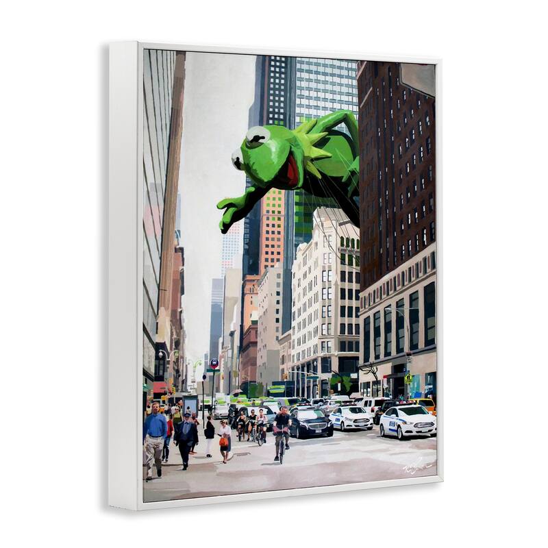 Stupell Frog Character over City Framed Giclee Art Design By Keith Thomson