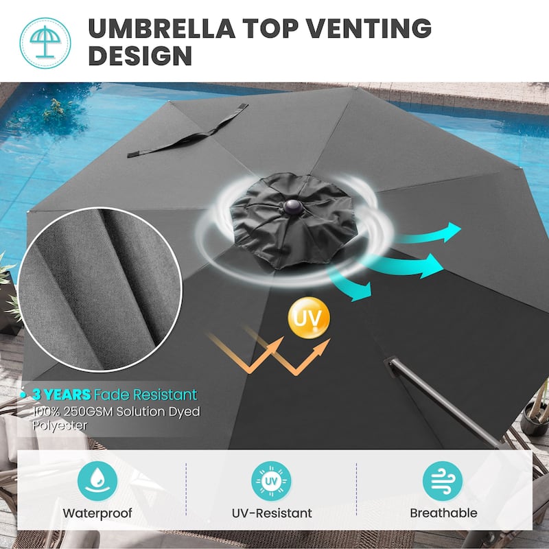 Crestlive Products 11.5ft Round Cantilever Patio Umbrella with 7-position Adjustment and 360-degree Rotation