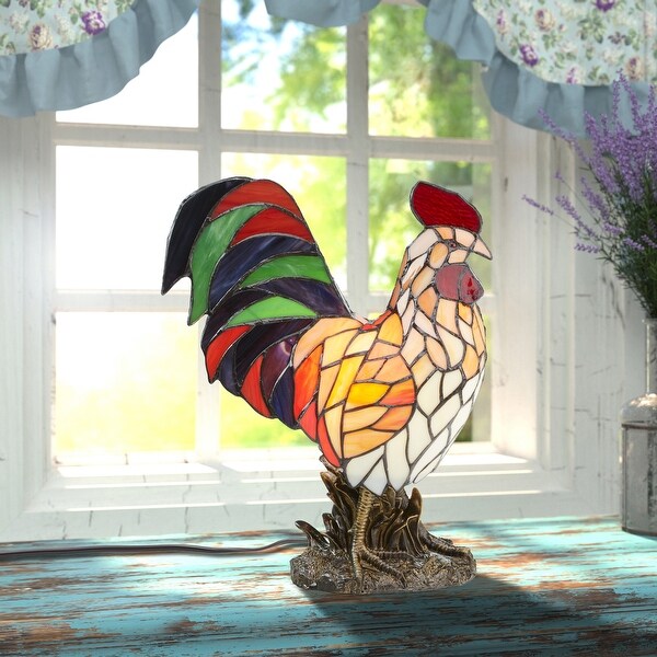 Tiffany style rooster lamp on sale