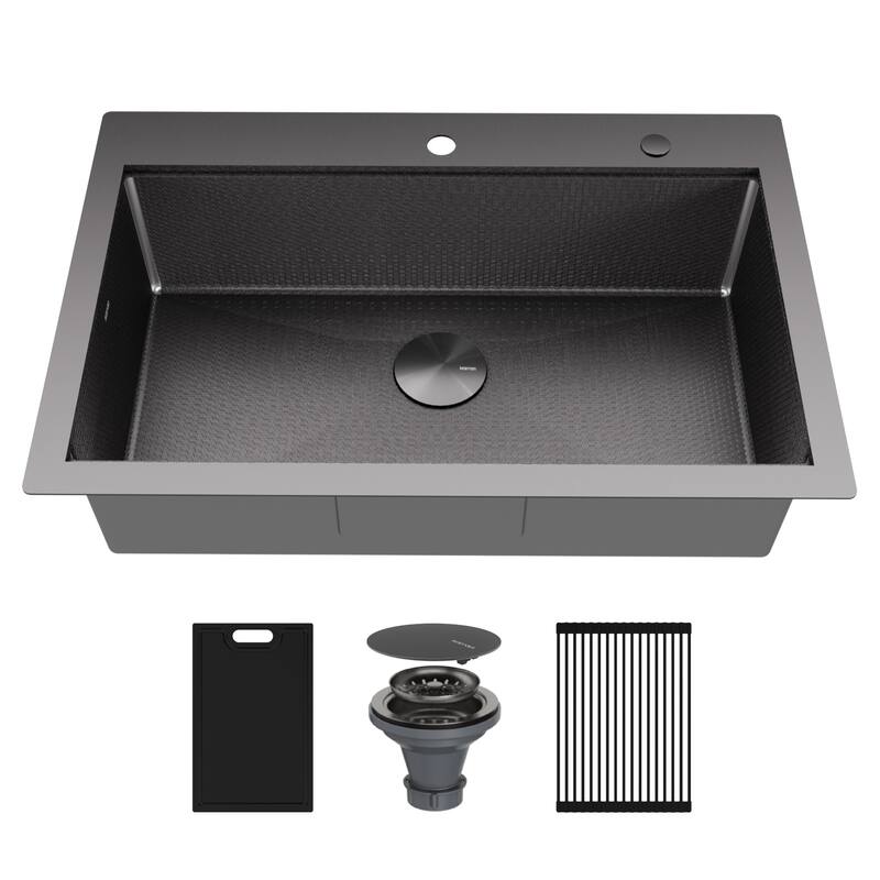 Karran USA HST3322SB Matrix 33" Drop In Single Basin Stainless Steel - Gunmetal Grey