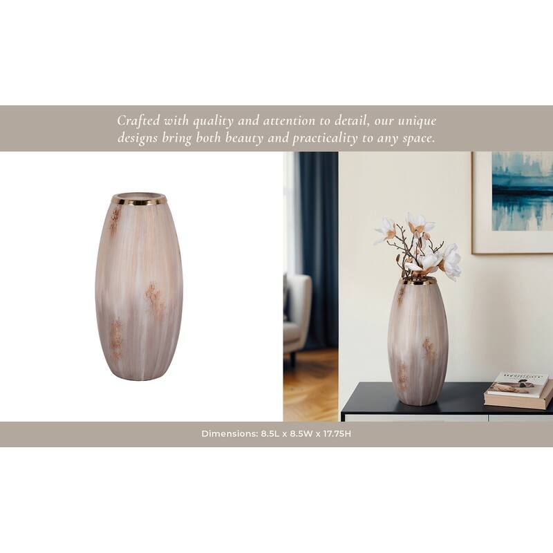 Sagebrook Home Curved Glass Vase, Glass/Metallic, Multi Finish, 17,24,31 Inch