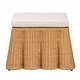 preview thumbnail 3 of 32, Palm Scallop Natural Rattan Ottoman with Cushion – Handwoven Wicker Accent Bench or Footrest for Living Room or Sunroom, Square