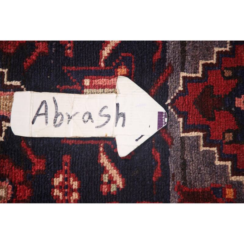 Hand Knotted Oriental 100% Wool Carpet Traditional Tribal Navy Blue & Blues Hamedan Runner Rug - 10' 9'' X 3' 6''