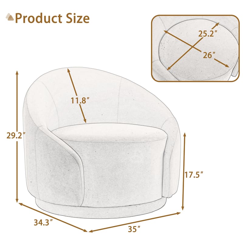35" Wide Upholstered Swivel Accent Barrel Chairs (Set of 2)