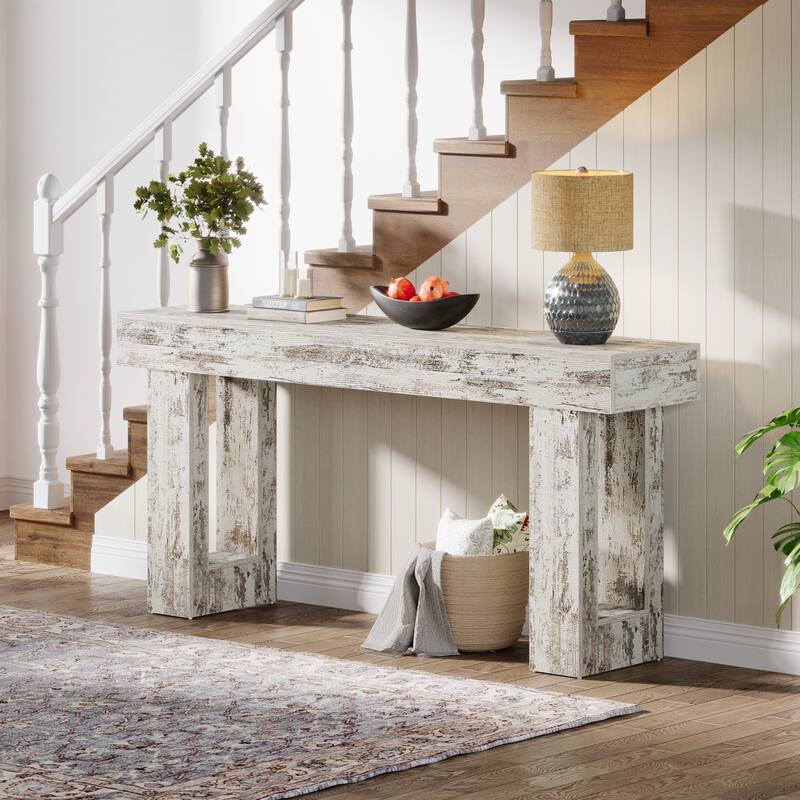 63-inch Wood Narrow Console Sofa Hallway Accent Table for Entryway