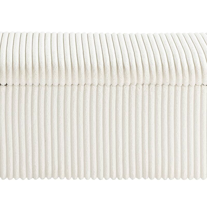 247 Shop At Home Modern Oval Chenille Storage Bench