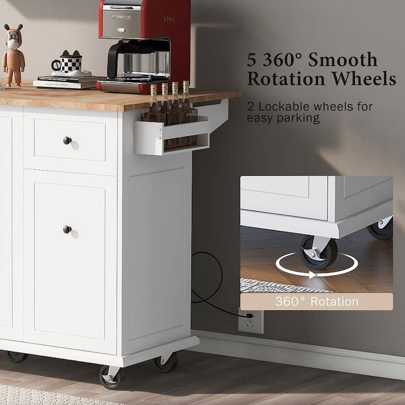 53.9 "W Modern Versatile Kitchen Island with Drop Leaf and 3 Drawer Cabinets