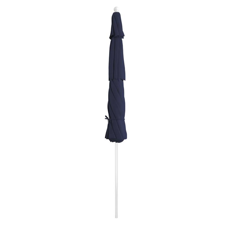 California Umbrella 11' Rd Aluminum Frame, Fiberglass Rib Market Umbrella, Push Open, White Finish, Pacifica Fabric
