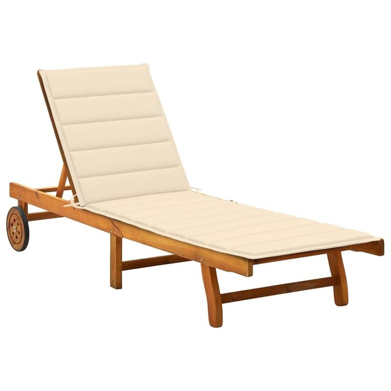 vidaXL Patio Lounge Chair Sunbed Sunlounger with Cushion Solid Acacia Wood