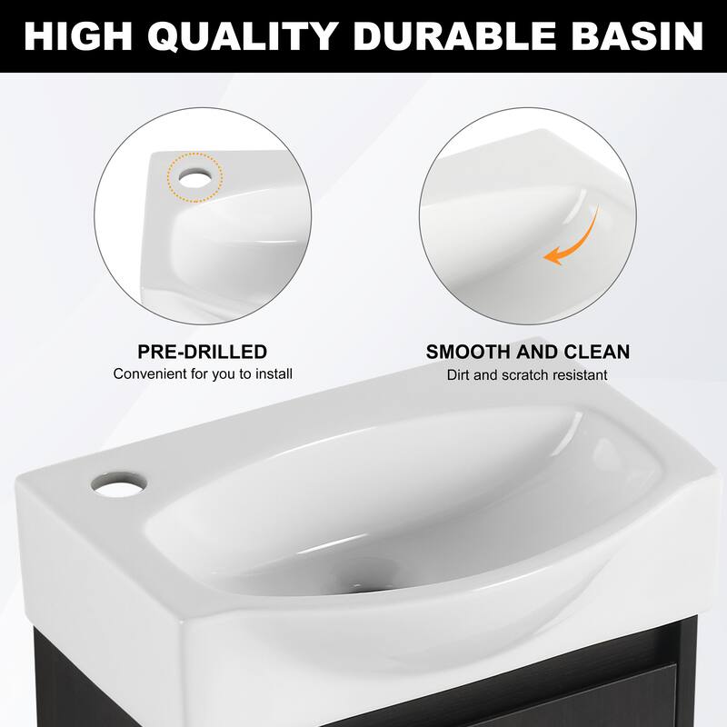 ARTCHIRLY 16/20/24/30/36 Inch Bathroom Vanity With Sink, Floating Bathroom Vanity With Soft Close Door
