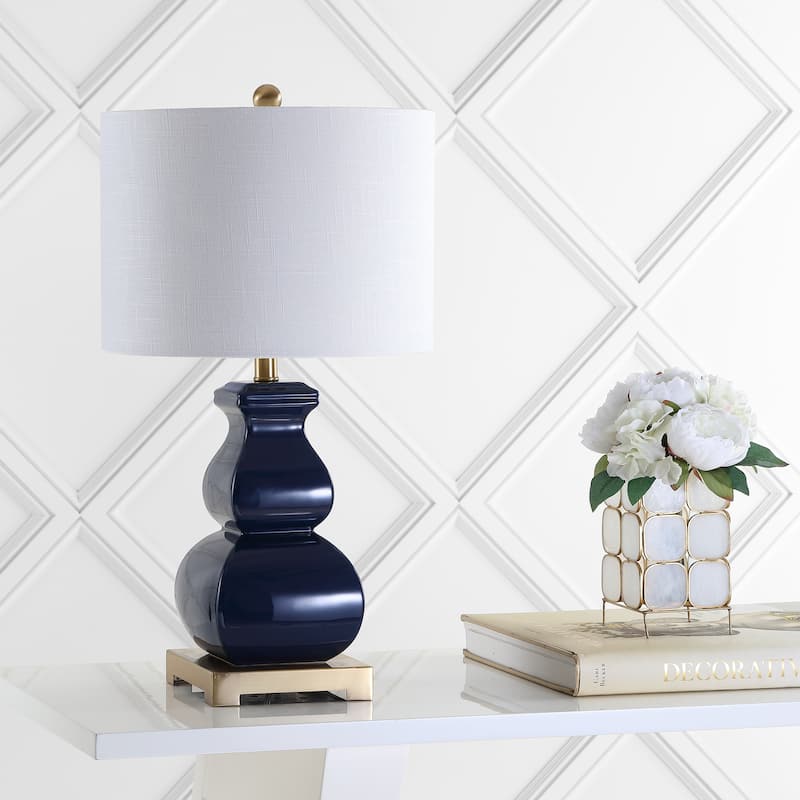 Diana 25.5" Ceramic LED Table Lamp, Navy/Gold by JONATHAN Y
