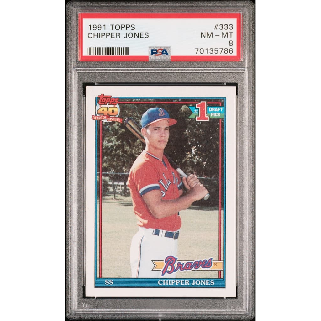 Chipper Jones 1991 Topps Baseball Rookie Card RC #333 Graded PSA 8 - 8'6" x 11'6"