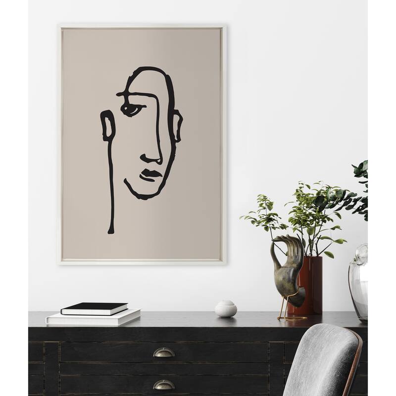Kate and Laurel Neutral Line Art Frame Canvas by Creative Bunch Studio