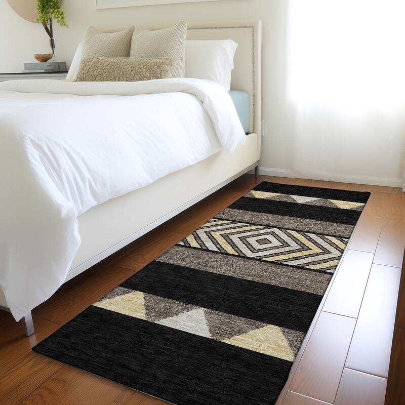 Premium Washable Super Soft Southwest Ombre Mayfield Rug - Black - 2'3" x 7'6"
