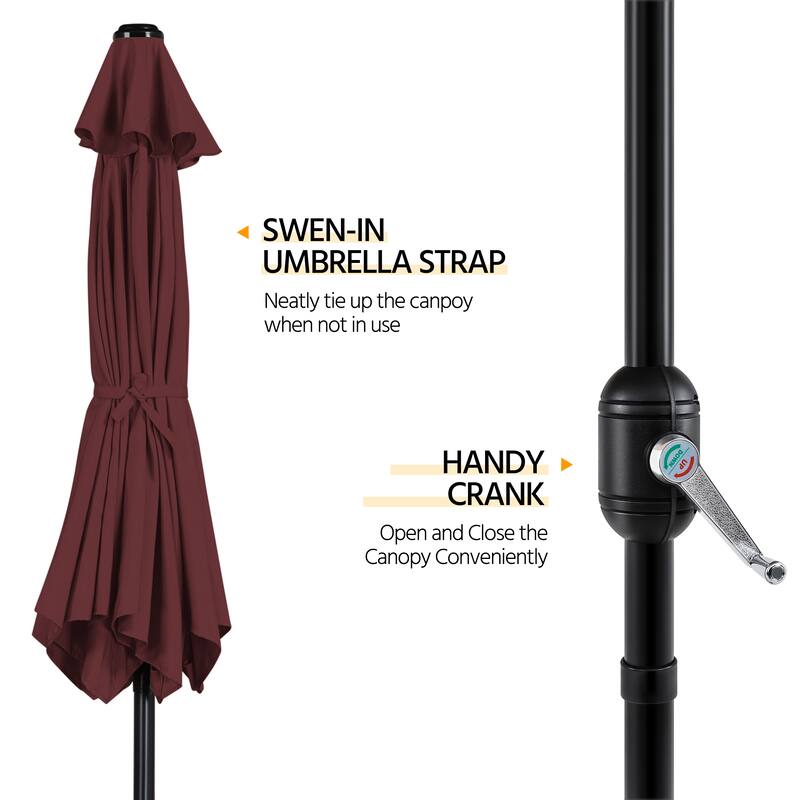Yaheetech 9ft Patio Umbrella 8 Ribs with Push Button Tilt and Crank
