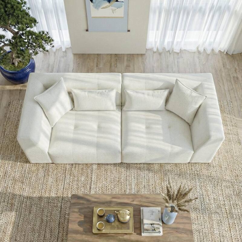 Newport Minimalist Chenille Sofa with Soft Cushions and Chic Design