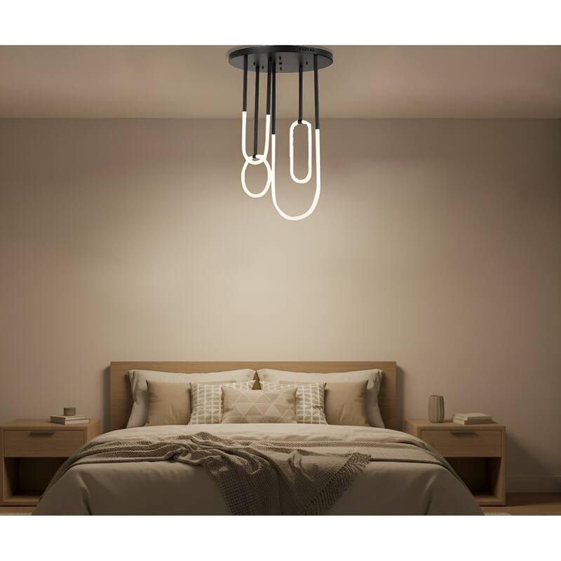 4-Light Integrated LED Contemporary Multi-Ring Space-Inspired Metal Chandelier