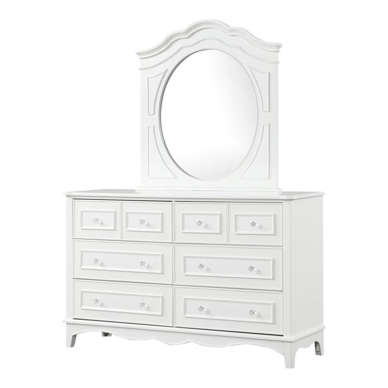 Furniture of America Lindsey Traditional White Wood 6-Drawer 2-Piece Dresser and Mirror Set