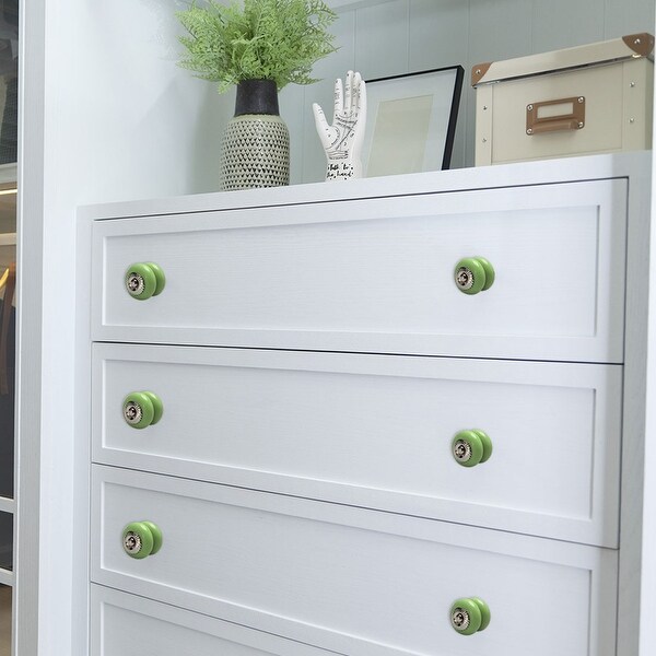 Ceramic Knobs Vintage Round Drawer Pull Handle Cupboard Cabinet Knob 6pcs Green