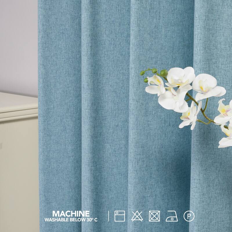 Deconovo Faux Linen Total Blackout with Coating Curtains (2 Panel)