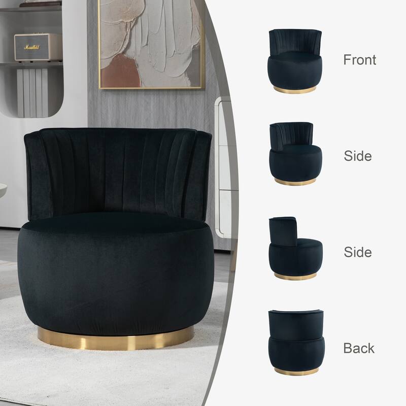 HOMEFUN Velvet Upholstered 360 Degree Swivel Armless Round Barrel Chairs