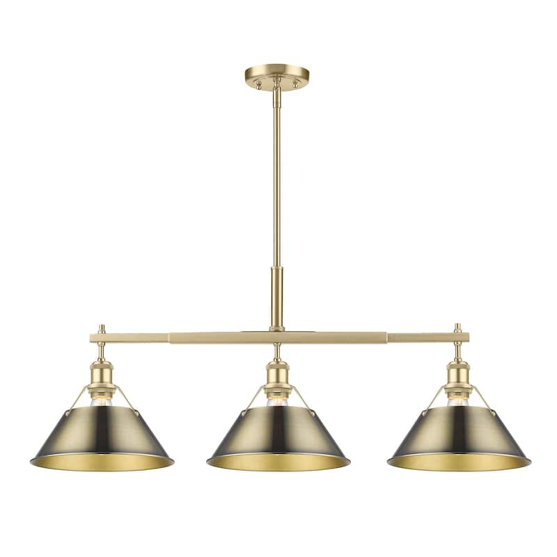 Orwell 3-Light Linear Pendant in Brushed Champagne Bronze with Aged Brass - Gold
