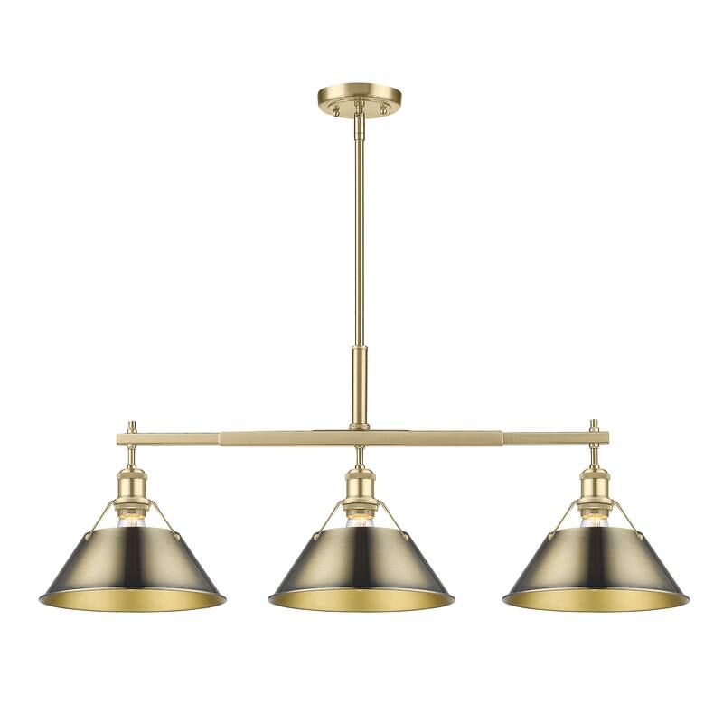 Yep by Golden Lighting Orwell 3-light Island Light in Brushed Champagne Brass and Aged Brass shade - Gold