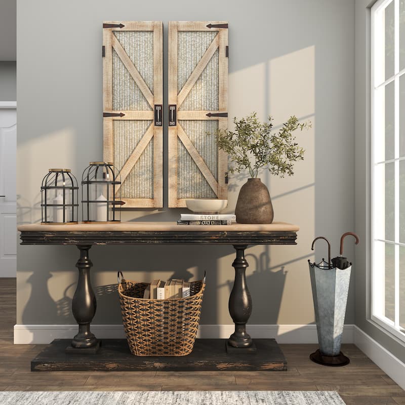 Gray Metal Galvanized Umbrella Stand with Copper Base and Handle