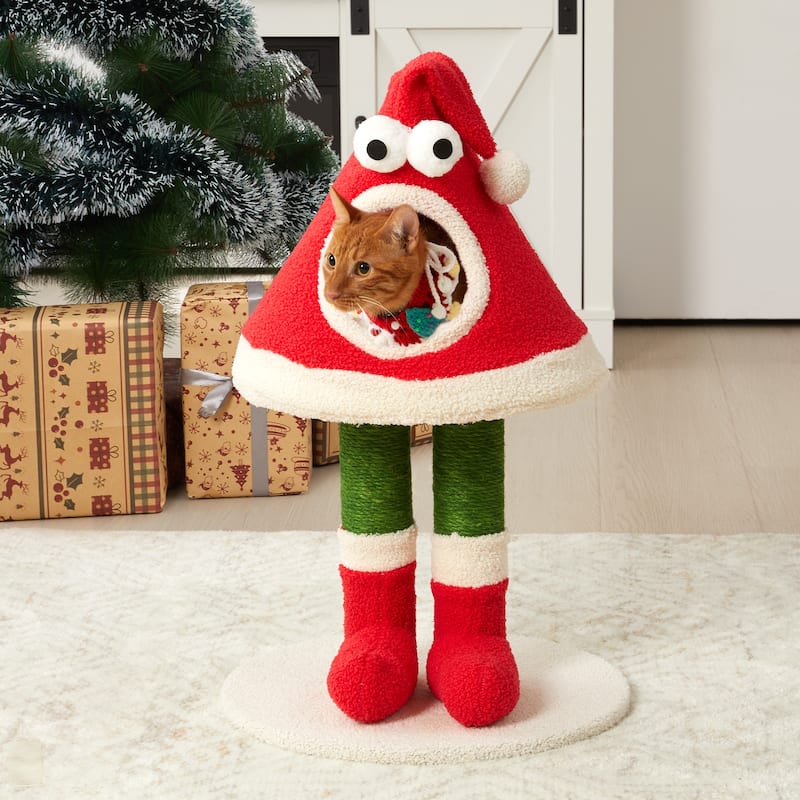 Christmas Cat Tree Tower for Indoor Cats - Red