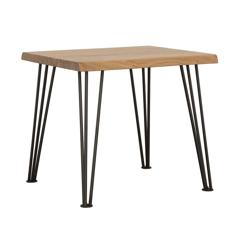 Zander Square Wood Top End Table Natural Brown