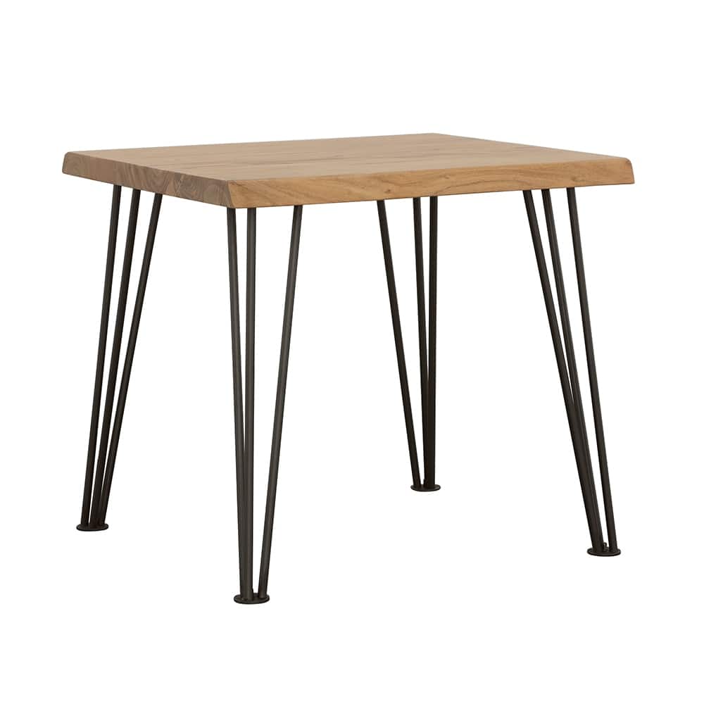 Zander Square Wood Top End Table Natural Brown