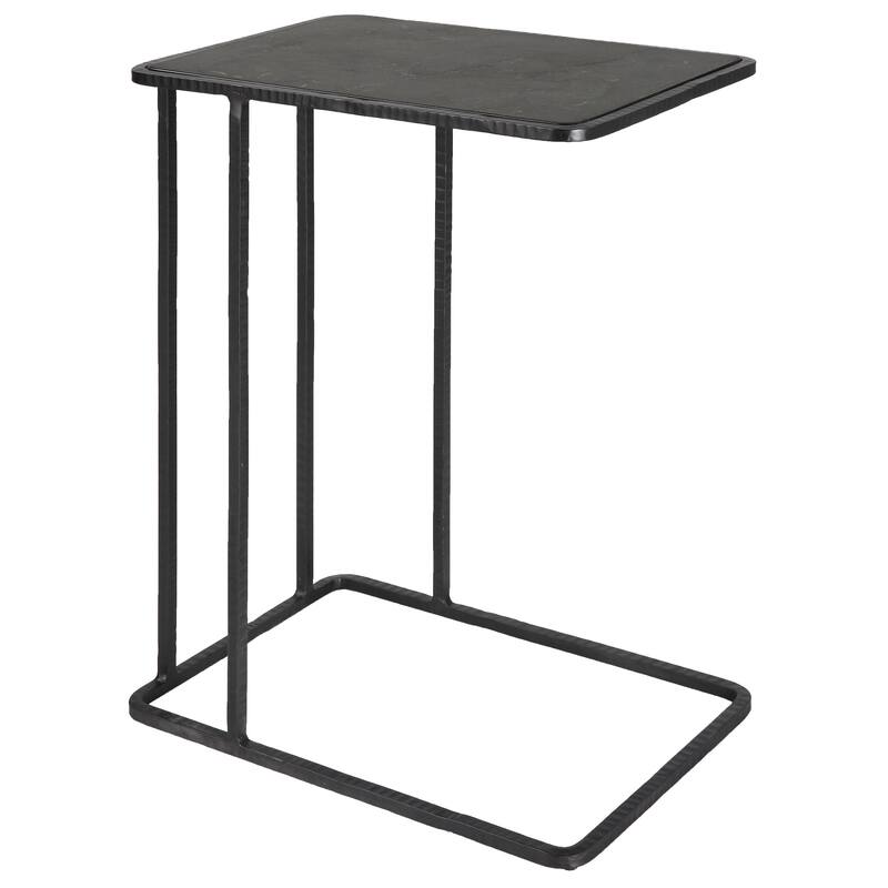 Uttermost 22905 12" Wide Iron, Plywood, and Stone End Table - Black