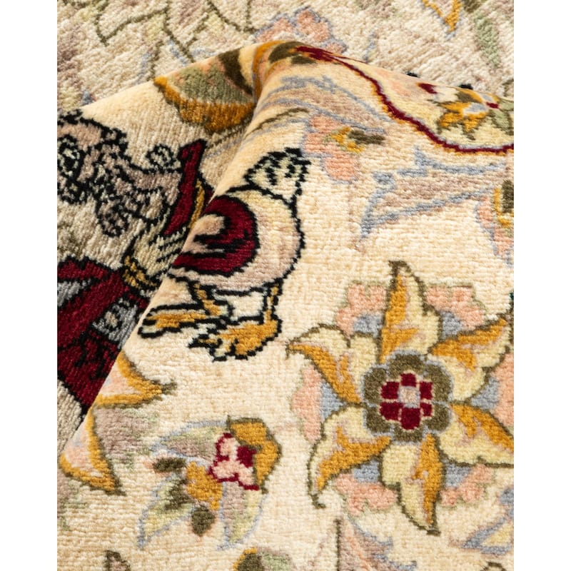 Overton Handknotted Wool Traditional Oriental Ivory Area Rug - 5' x 8'