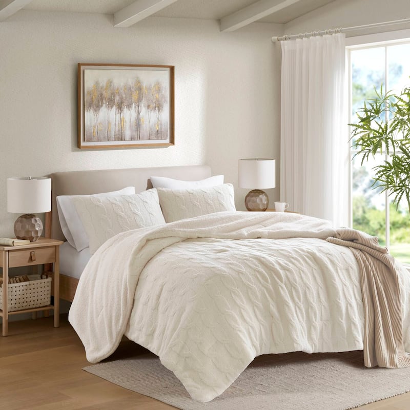 Madison Park Riordan Cable Knit Chenille Comforter Set