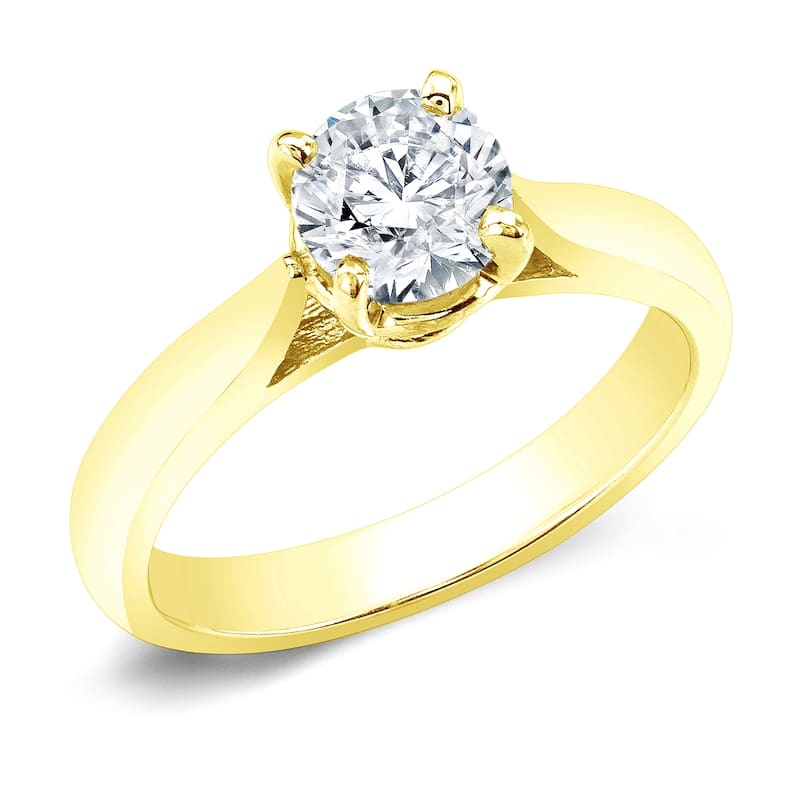 Auriya 14k Gold Brilliant Round 1/2 carat Moissanite Solitaire Engagement Ring