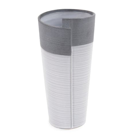 Rolled Two Tone Gray Vase, Large - 12H x 5W x 5D