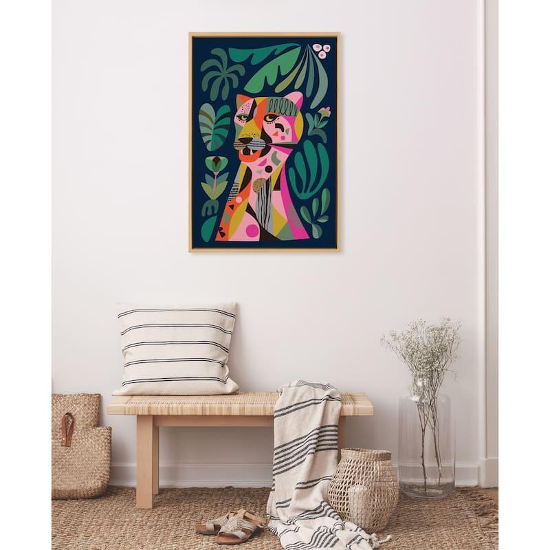 Kate and Laurel Sylvie Leopard Framed Canvas by Rachel Lee