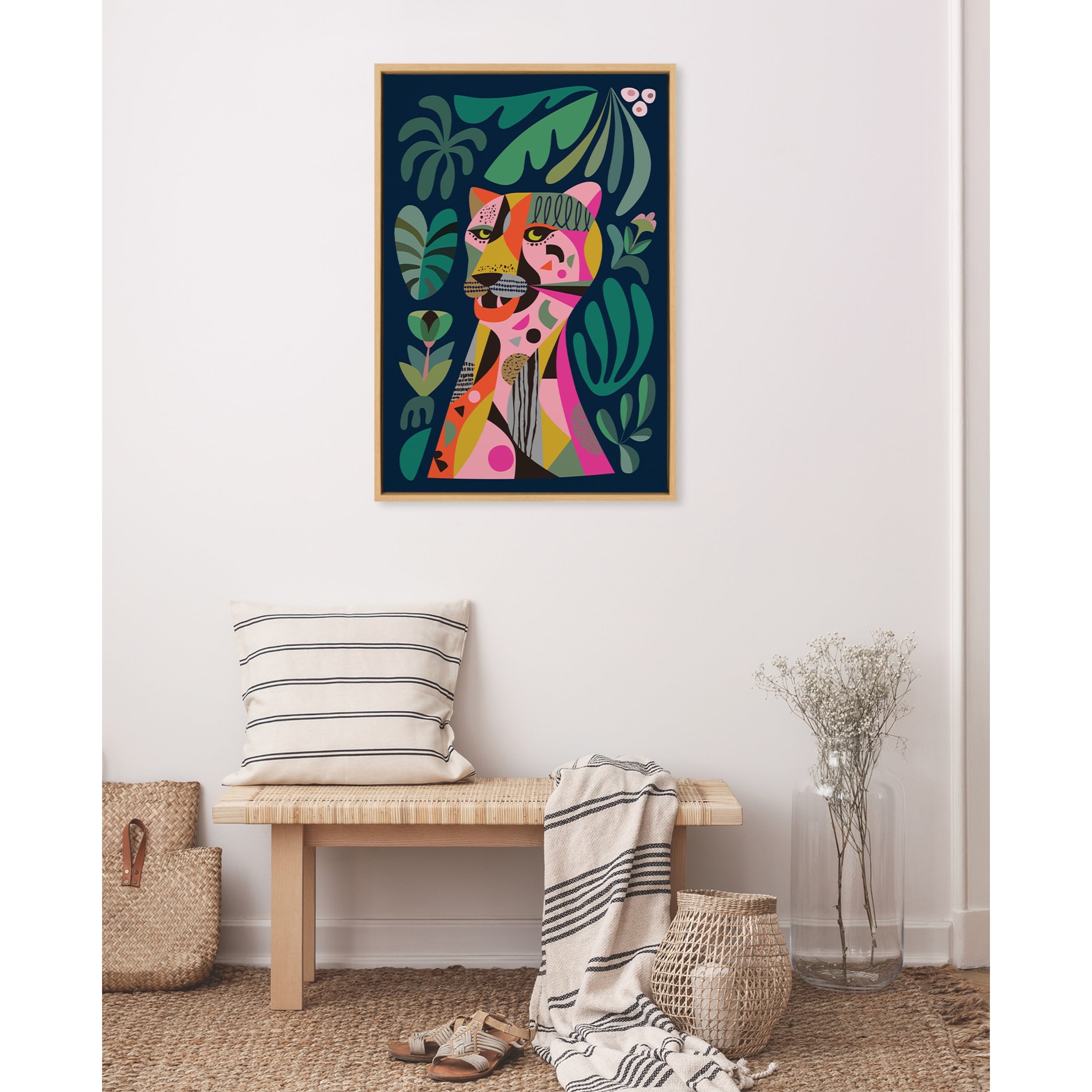 Kate and Laurel Sylvie Leopard Framed Canvas by Rachel Lee