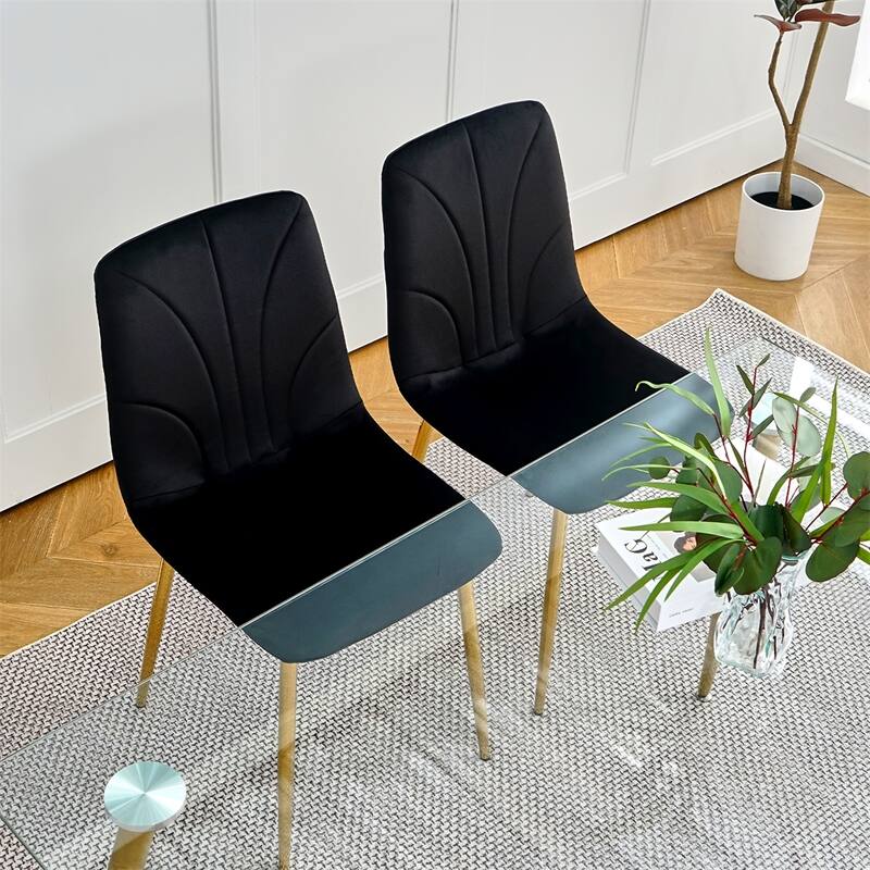 Modern Dining Chair with Gold Metal Legs (Set of 4)