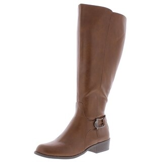 Alfani Women's Kallumm Wide Calf Faux Leather Riding Boots - Knee-High Brown Boots - View #4